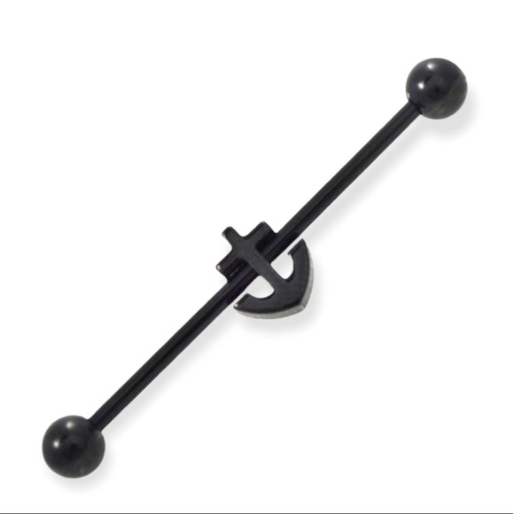 Black Nautical Anchor Industrial Barbell - Picture 5 of 5